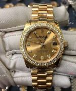 Replica Swiss Eta2824 ROLEX Datejust Yellow Gold Diamond Ladies Watch